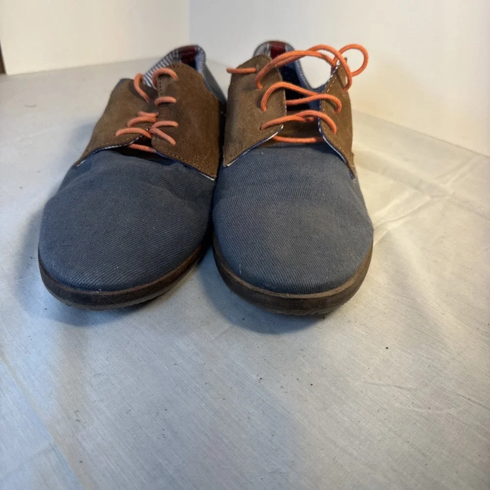 Ben Sherman Men's Oxford Shoes Size 11 Blue Brown Leather Denim Dress Casual
